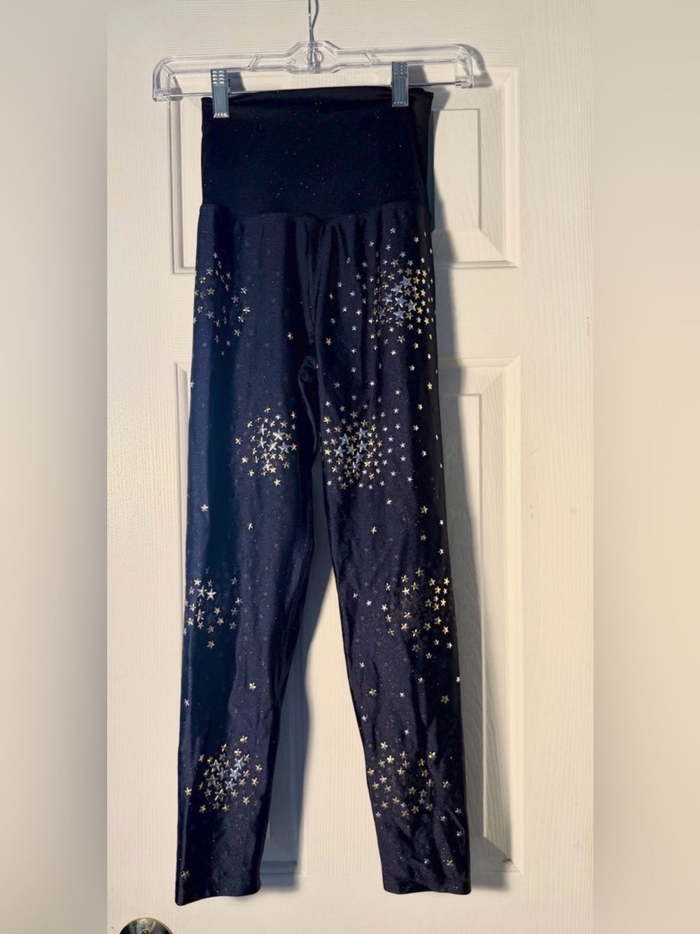 Beach Riot High-Waist Navy Leggings with Gold Star Raised Print. Sz Xs-S